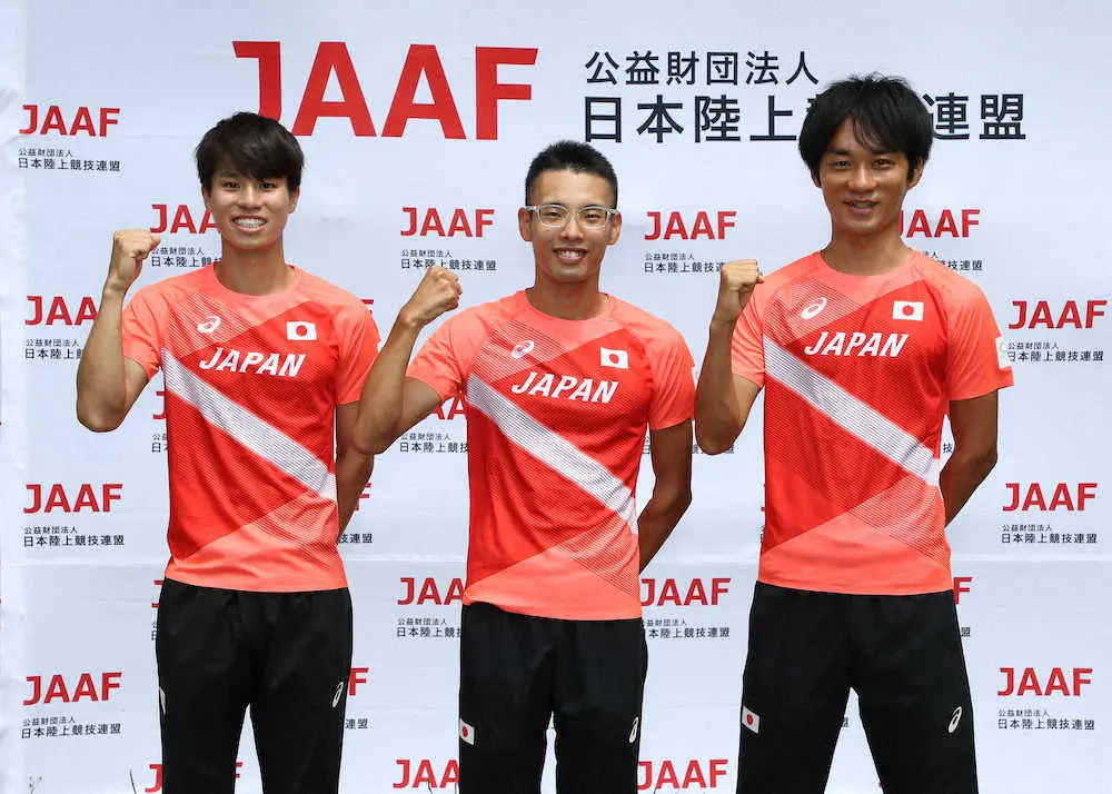 複数メダルを狙いレースに挑む（左から）池田向希、山西利和、高橋英輝