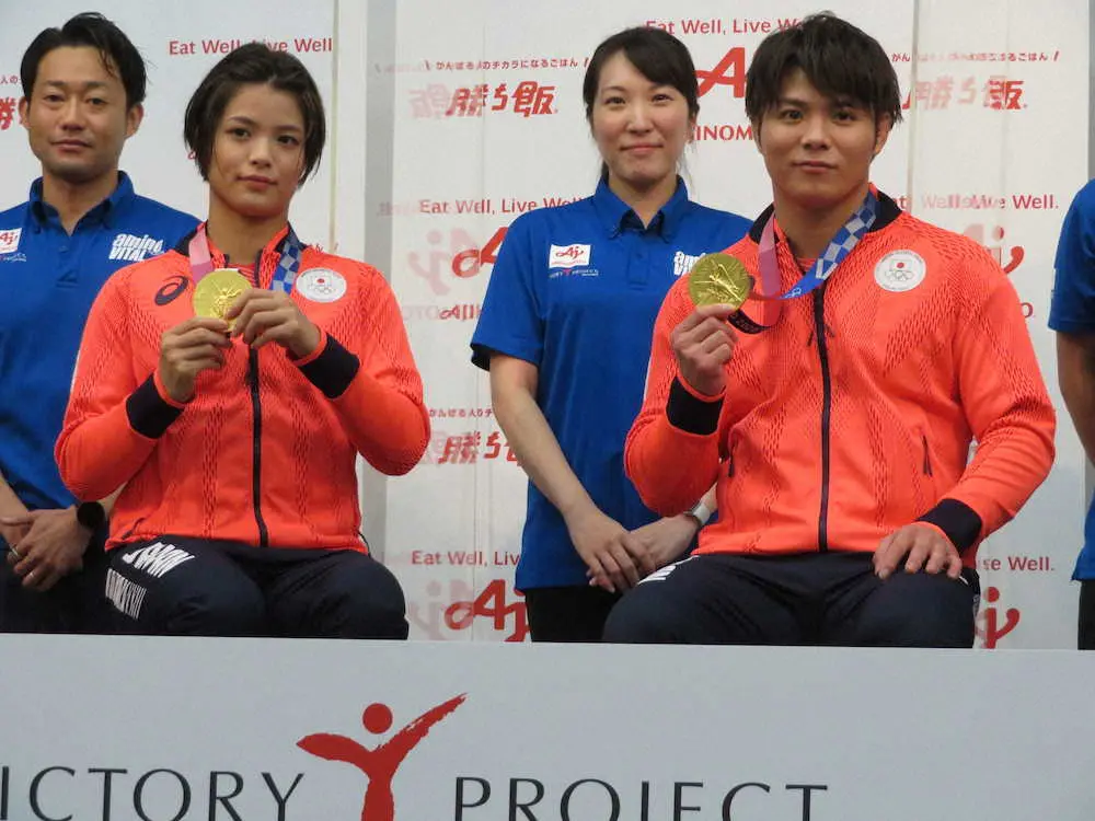 【画像・写真】母と2人暮らしの阿部詩　得意料理はレンジで…　柔道阿部兄妹が味の素の報告会に出席