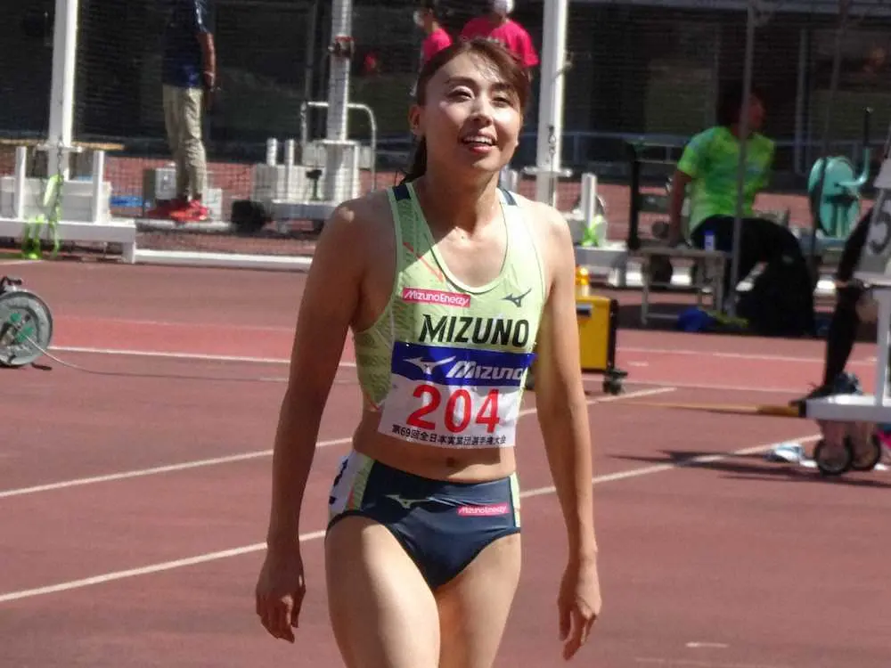 ＜陸上・全日本実業団対抗選手権女子100メートル予選＞市川華菜は現役最後の100メートルを走り終え、柔らかい表情を浮かべた
