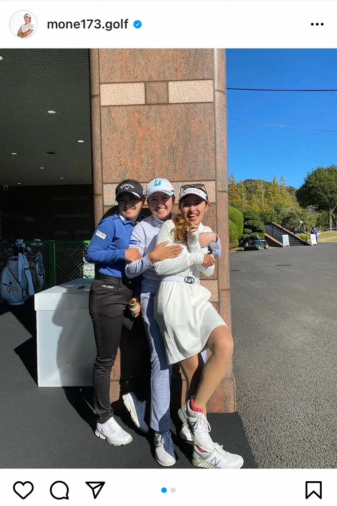【画像・写真】稲見萌寧　河本結&臼井麗香と笑顔でほほえむ仲良し3ショットに…ファン「美人ゴルファートリオ」「最高」