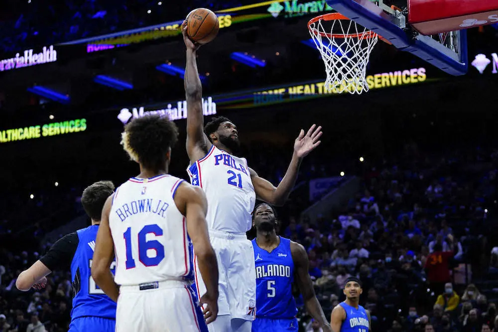 【画像・写真】76ersのエンビードが50得点　27分での50得点＆10リバウンド以上は史上最短