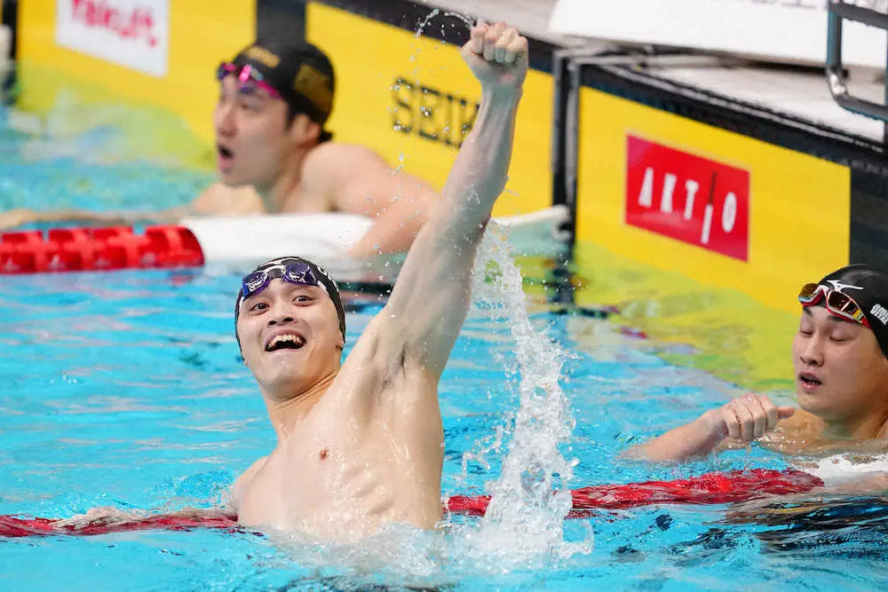 【画像・写真】花車　男子200平泳ぎ優勝で初代表　武良、佐藤に勝った「実感が湧かない」