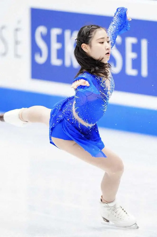 【画像・写真】＜世界フィギュア2022　女子フリー＞演技する河辺愛菜（撮影・長久保　豊）