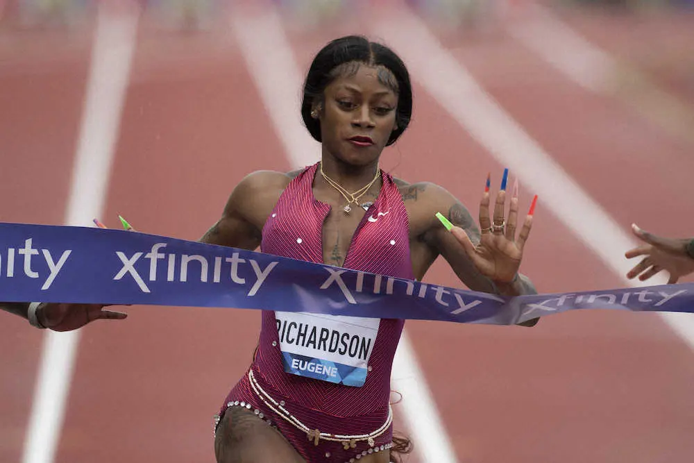 全米選手権・女子100メートルの予選で敗退したリチャードソン（AP）