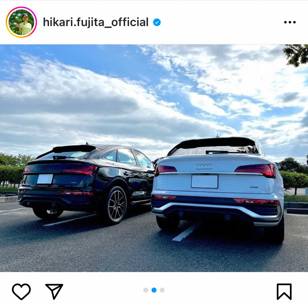 【画像・写真】藤田光里　美しい青空バックに“愛車”アウディ披露「並ぶとまたカッコイイなー次は連なって走りたい」