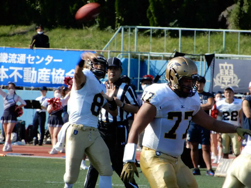 【画像・写真】アメフト関大　圧巻13TD、91得点で開幕3連勝　磯和監督「京大さんに勝ちきって…」