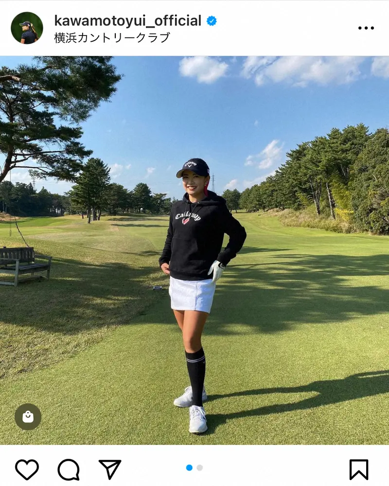 【画像・写真】女子ゴルフ・河本結　パーカー&白ミニスカのさわやかコーデ披露に「スタイル良い」「天使！」