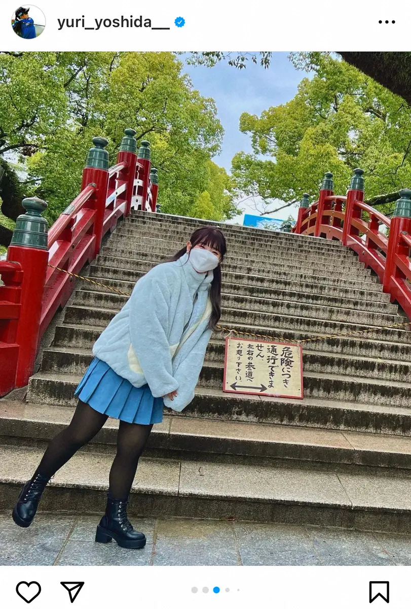 【画像・写真】女子ゴルフ吉田優利　“超ミニスカ”私服ショット披露　ツインテール姿でオフを満喫「毎日とても楽しい」