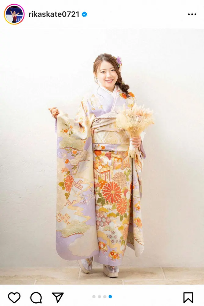 【画像・写真】紀平梨花、成人式の振袖姿にフォロワー「いいねを何万回も押したいほど綺麗」「美しいです」の声