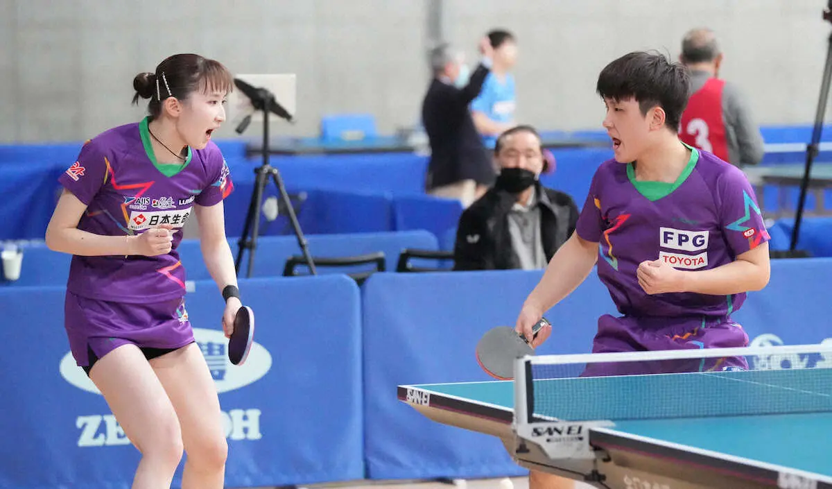 【画像・写真】卓球混合ダブルス“はりひな”　全日本連覇へ順当突破　張本智「3種目とも優勝したい」