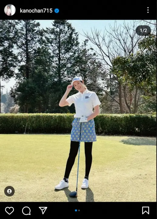 【画像・写真】狩野舞子さん“まぶしい”ミニスカゴルフウエア姿披露に「スタイルが素敵足長～い」「プロゴルファー風」