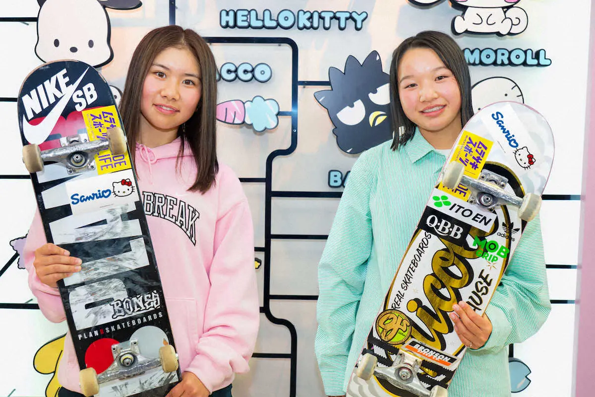 【画像・写真】スケボー西矢椛と織田夢海、初のサンリオ所属アスリートに「とてもワクワク」