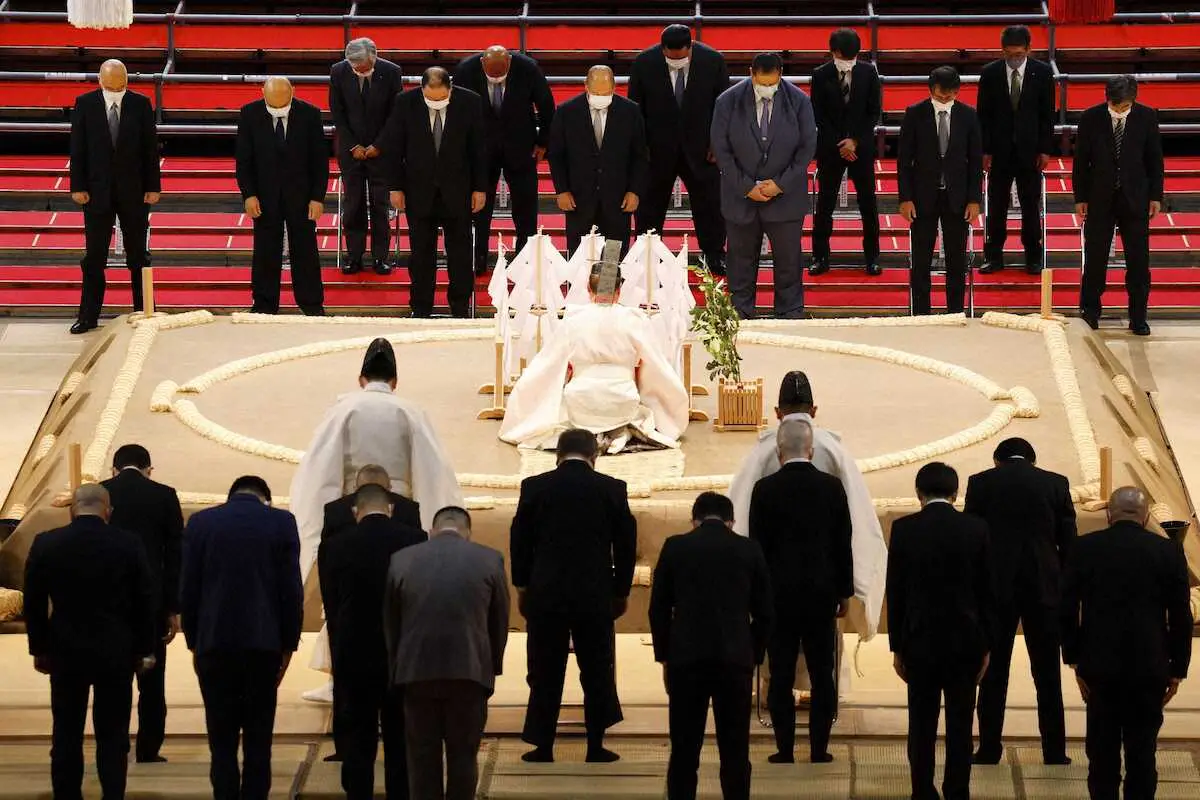 【画像・写真】土俵祭りで15日間の安全祈願　出羽海担当部長　3関脇の大関同時昇進に期待