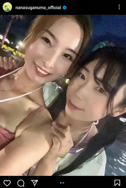 【画像・写真】菅沼菜々　鶴岡果恋とのプール2ショット公開に「濡れ髪が素敵です」「え？アイドル！？」