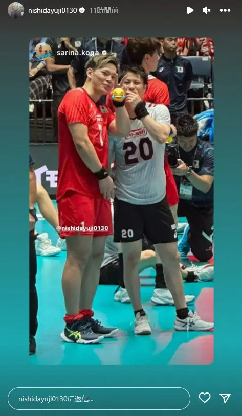 【画像・写真】バレー西田有志＆古賀紗理那　ユニ姿で夫婦2ショットが大反響「なんて素敵なカップル！」