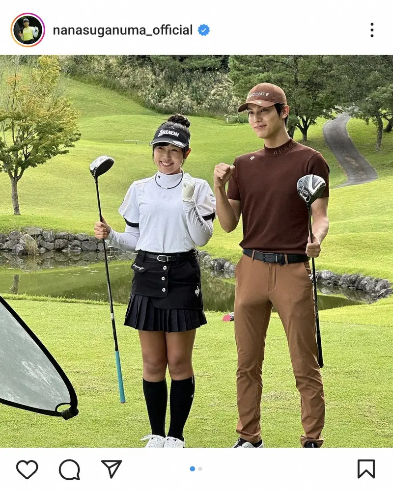 【画像・写真】菅沼菜々　超人気俳優と「ラウンドさせていただきました！」2ショットに「絵面が素敵」「美男美女」の声