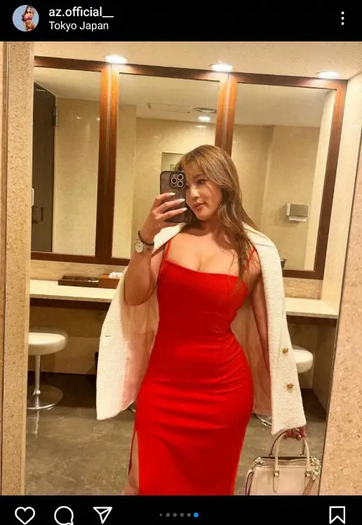 【画像・写真】“ビキニ・アスリート”ダンシーあずさ　赤いドレス姿披露に「エレガントさにうっとり」「爆美女すぎる！」
