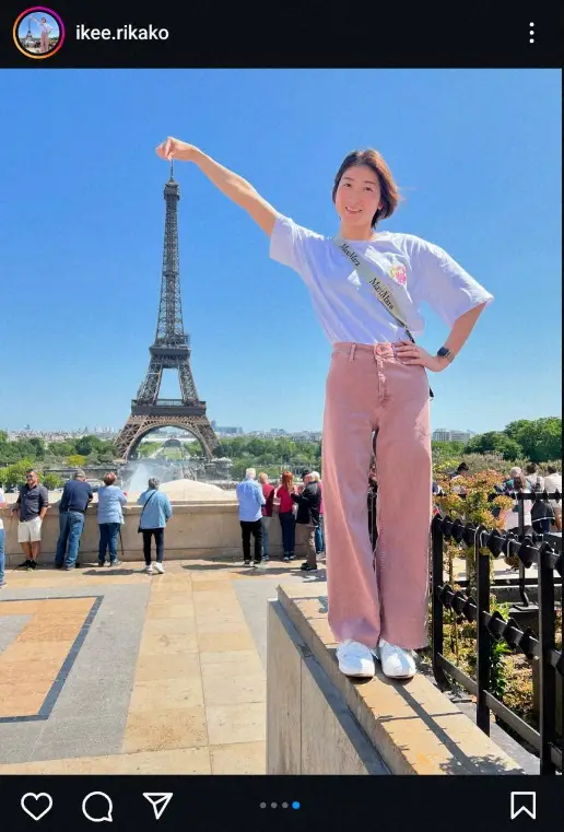 【画像・写真】池江璃花子　“エッフェル璃花子”ショット公開に「パリのテッペンゲット！」「すげぇ、持ち上げてる」