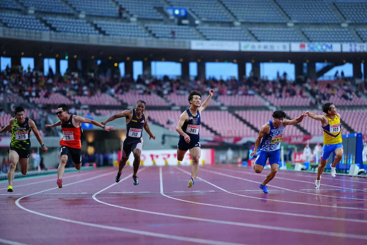 【画像・写真】【陸上】男子100ｍは坂井隆一郎が連覇！「勝ち切れたのは良かった」0秒01に3人ひしめく大接戦制した