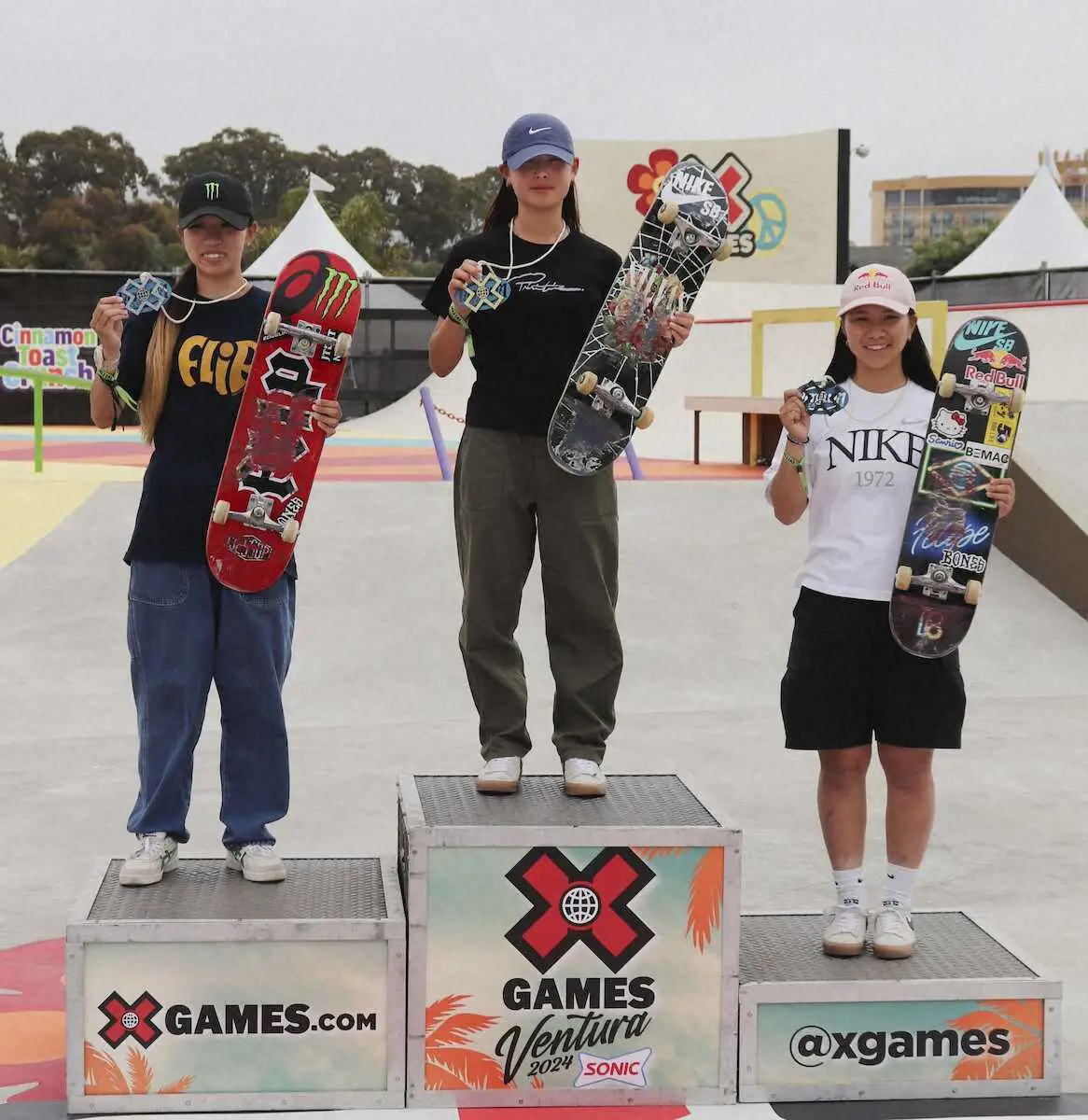 【画像・写真】スケボー女子五輪代表・赤間凜音が銀メダル　日本勢が表彰台独占