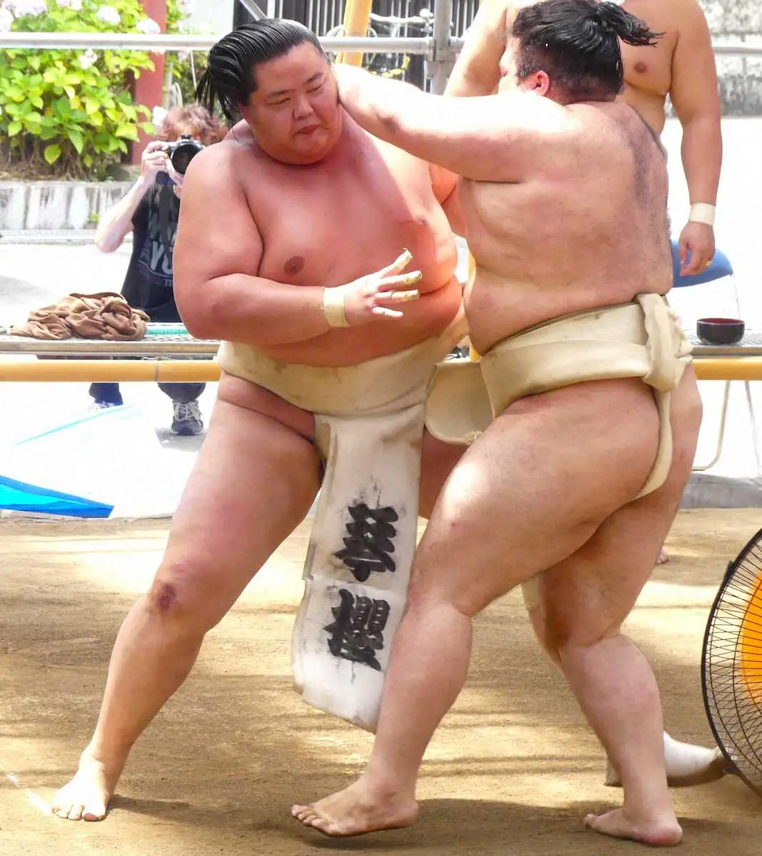 【画像・写真】琴桜が大栄翔や豪ノ山ら押し相撲相手に14番　連日猛暑の中で「短い時間で集中してやるように」
