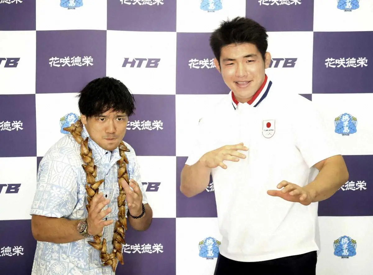 【画像・写真】レスリング男子・石黒　母校で後輩に誓った「絶対に金獲る」　サモア代表・赤沢岳も出席