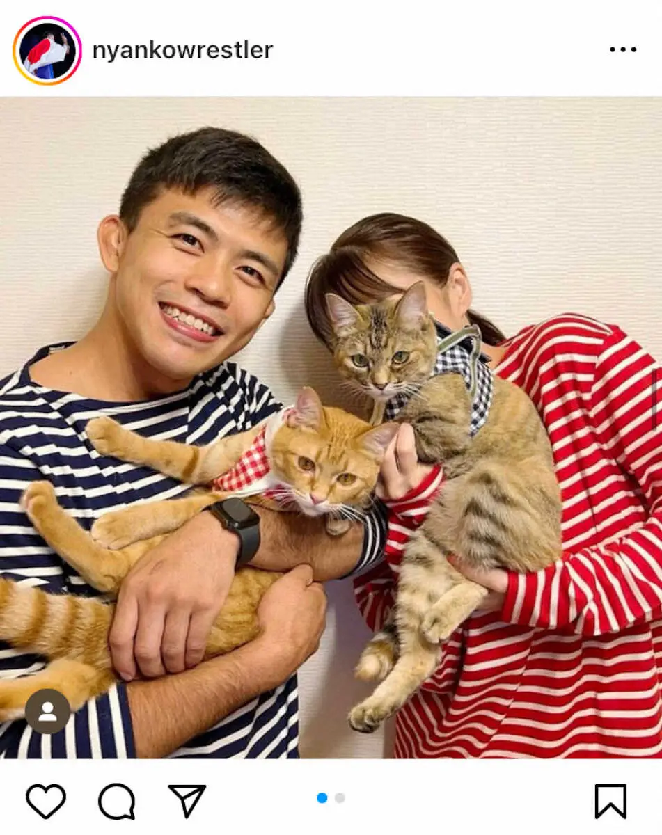 【画像・写真】【レスリング】文田健一郎が靴下の謎明かす「こっちがわさびで、こっちがしょうが」愛猫を表現　パリ五輪