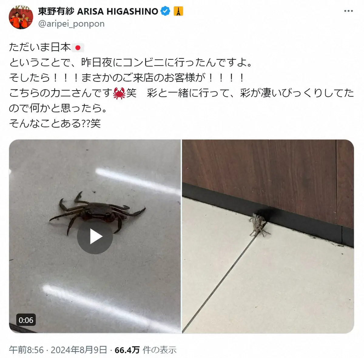 【画像・写真】東野有紗のX（＠aripei_ponpon）から
