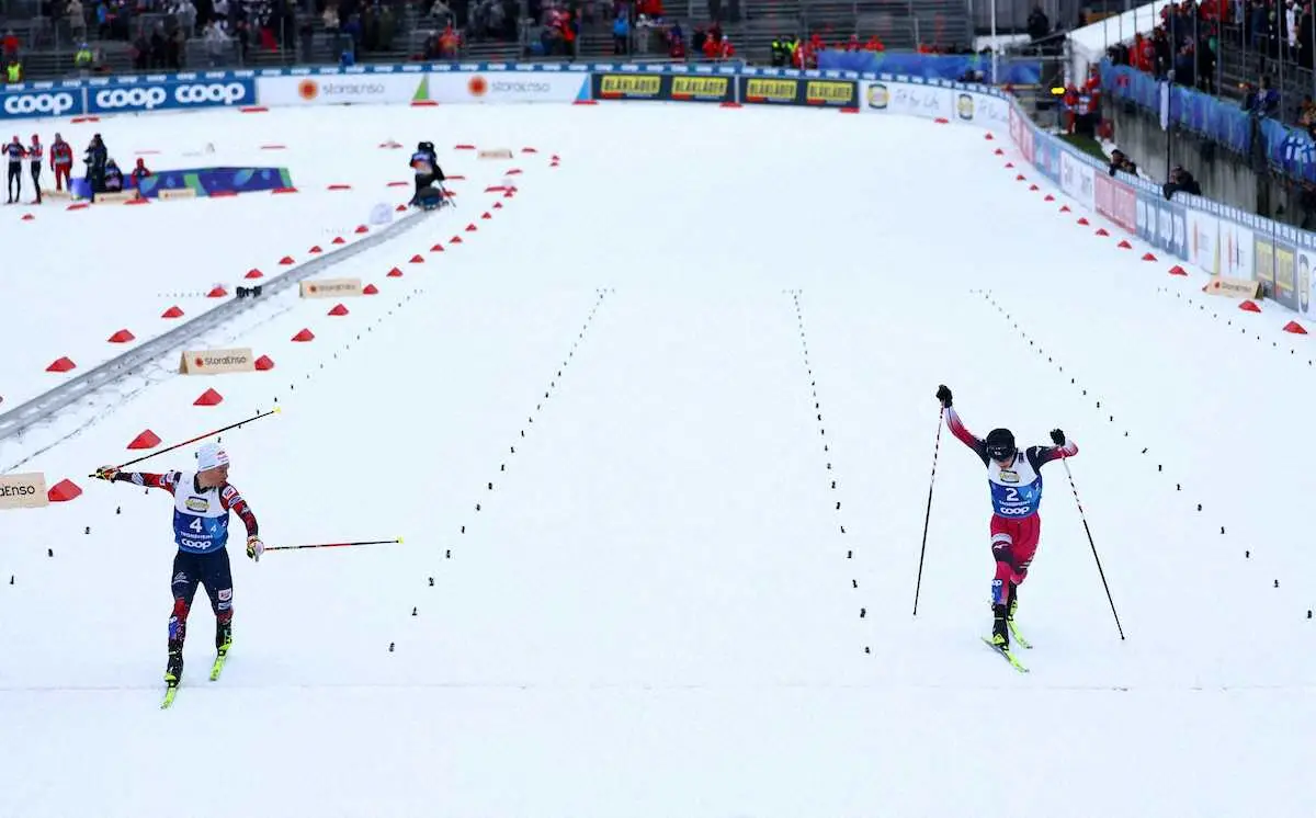 【画像・写真】日本の山本（右）はオーストリアのランパルターにわずかに及ばず4位（ロイター）