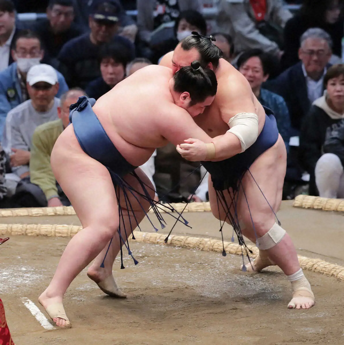 【画像・写真】寄り切りで宝富士に勝利した阿武剋（左）　（撮影・後藤　大輝）