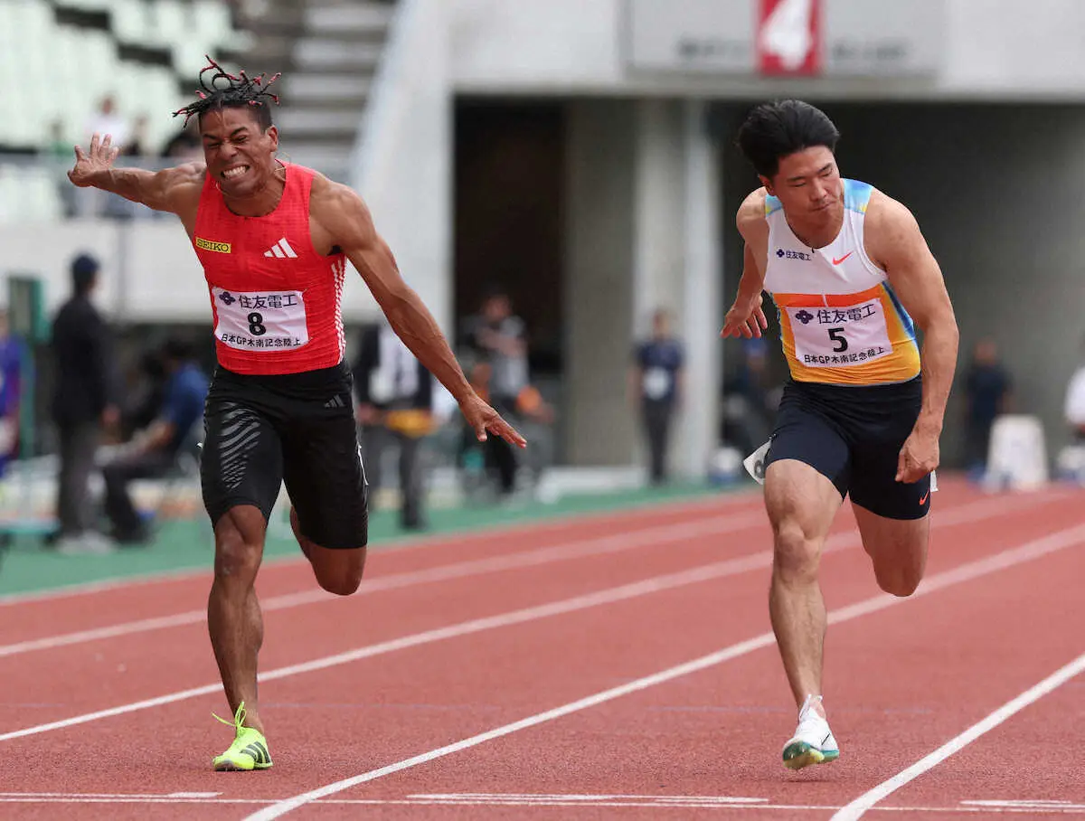【画像・写真】＜木南記念＞男子100メートル決勝、優勝を果たす小池（右）（撮影・平嶋　理子）