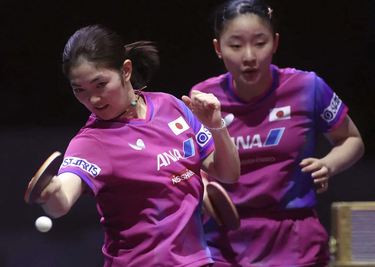 【画像・写真】女子ダブルスの張本美和（右）、木原美悠組