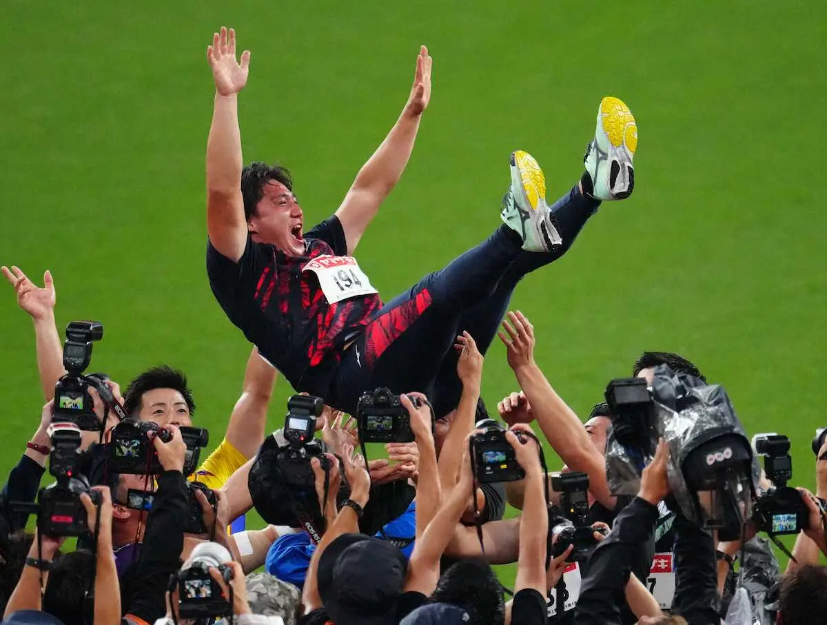 【画像・写真】【陸上日本選手権】男子やり投げ・崎山雄太、日本歴代2位の87メートル16で初V　世界選手権代表内定