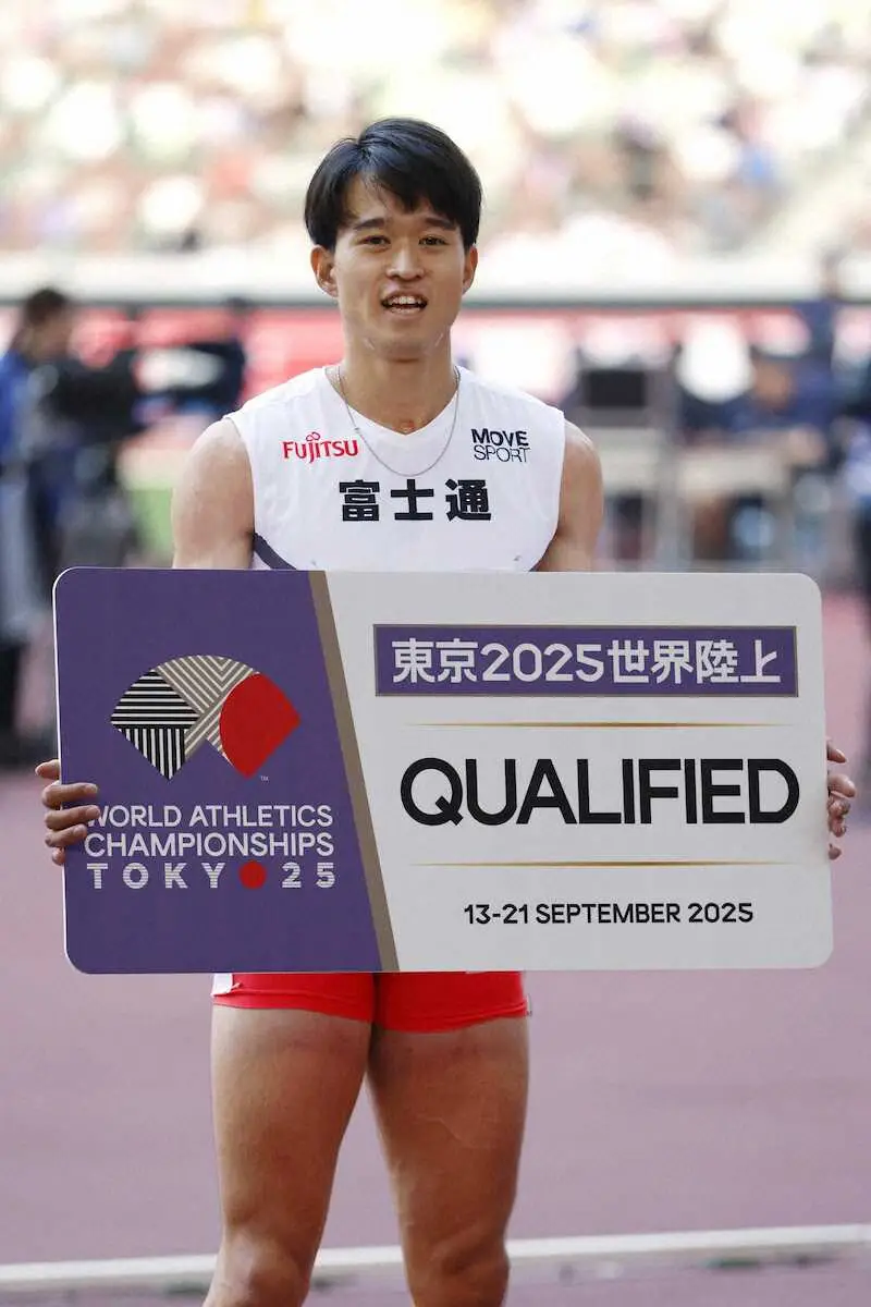 【画像・写真】男子400メートル障害で3位となり、世界選手権の代表に決まった井之上駿太