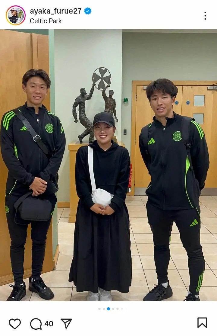 【画像・写真】古江彩佳　スコットランドでサッカー観戦し大興奮「ワクワクしました！」　日本代表と2ショット