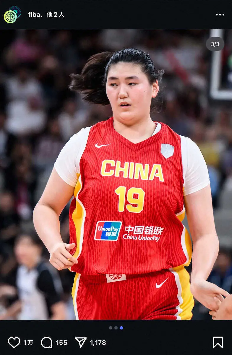 【画像・写真】18歳で2メートル20を誇る中国のチャン・ツーユウ。FIBA公式インスタグラムから（＠fiba）