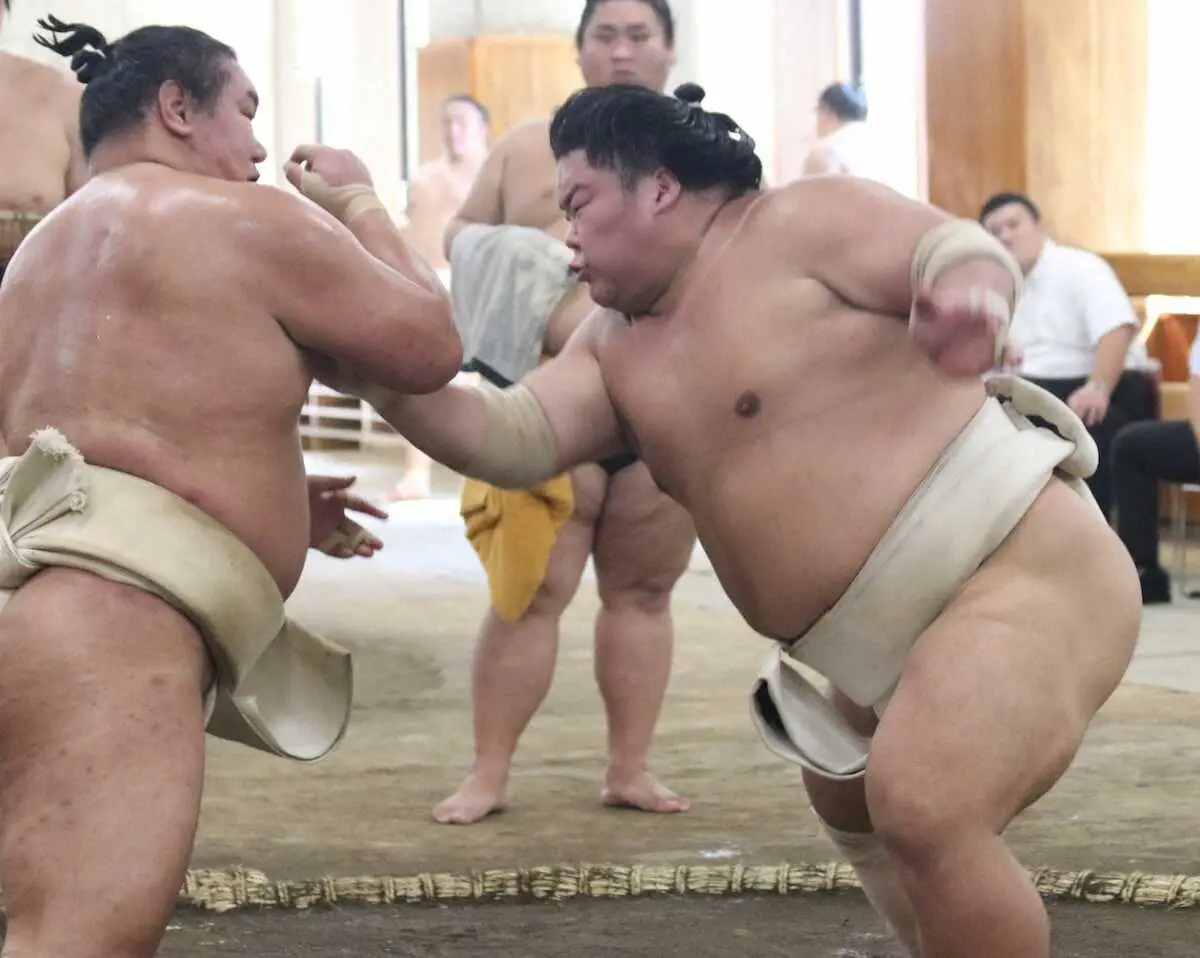 【画像・写真】先場所全休の大栄翔が3カ月ぶりに関取衆と稽古　「圧力を感じられた」豊昇龍らと11番で3勝