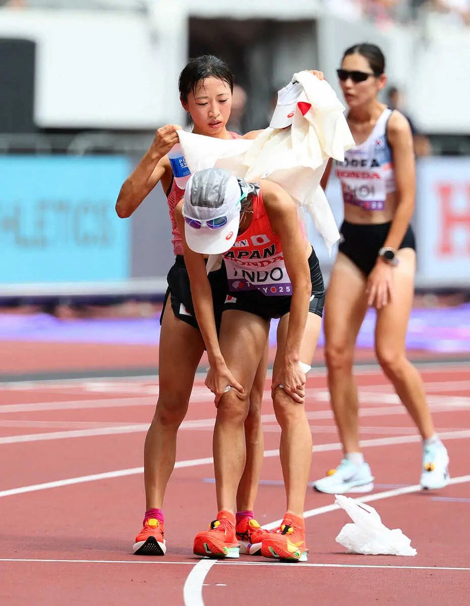 【画像・写真】【世界陸上】女子マラソン、ゴール後日本勢の“ポカリ吹き出し事件”にネットほっこり「笑顔が素敵」