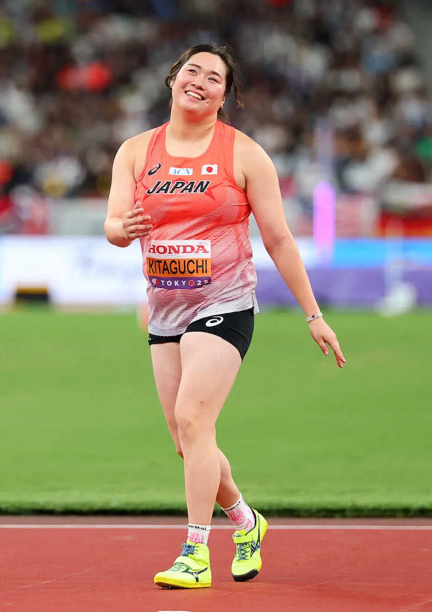 【画像・写真】女子やり投げ予選、3回目の投てきを終えた北口（撮影・藤山　由理）