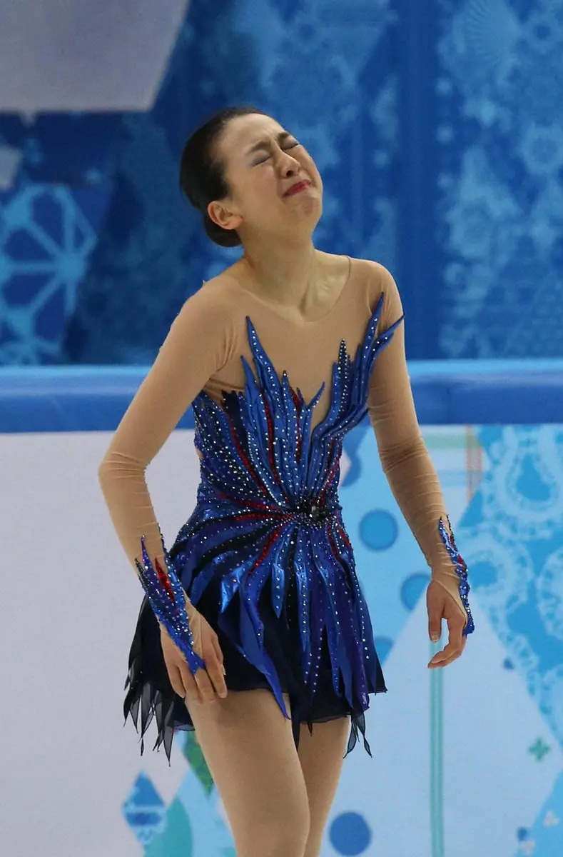 【画像・写真】ソチ五輪フィギュアスケート個人女子フリーで会心の演技を見せ、涙を流す浅田真央（14年2月21日撮影）